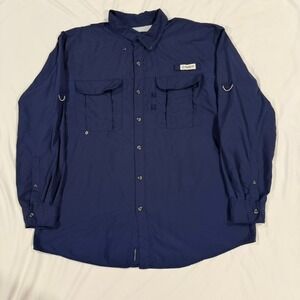 Magellan Outdoors Fishing Shirt Mens XL Navy Blue Excellent Relaxed Fit Vented